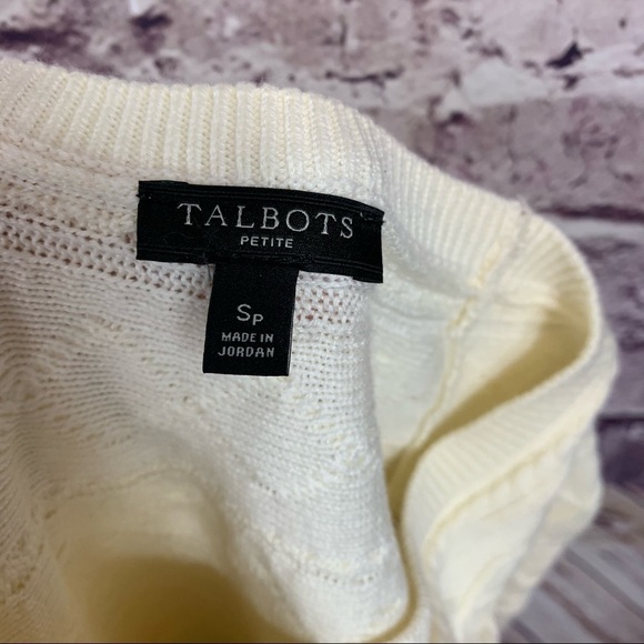 Talbots Cream Cotton Blend Long Sleeve Knit Sweater - Picture 9 of 11